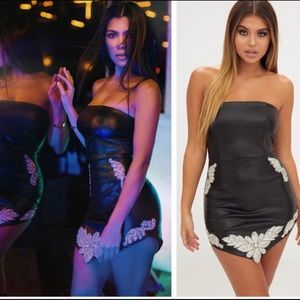 Faux leather Embellished Mini Dress